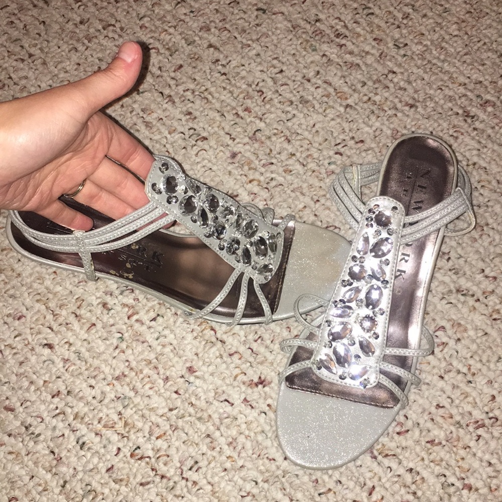 Silver Embellished Wedges